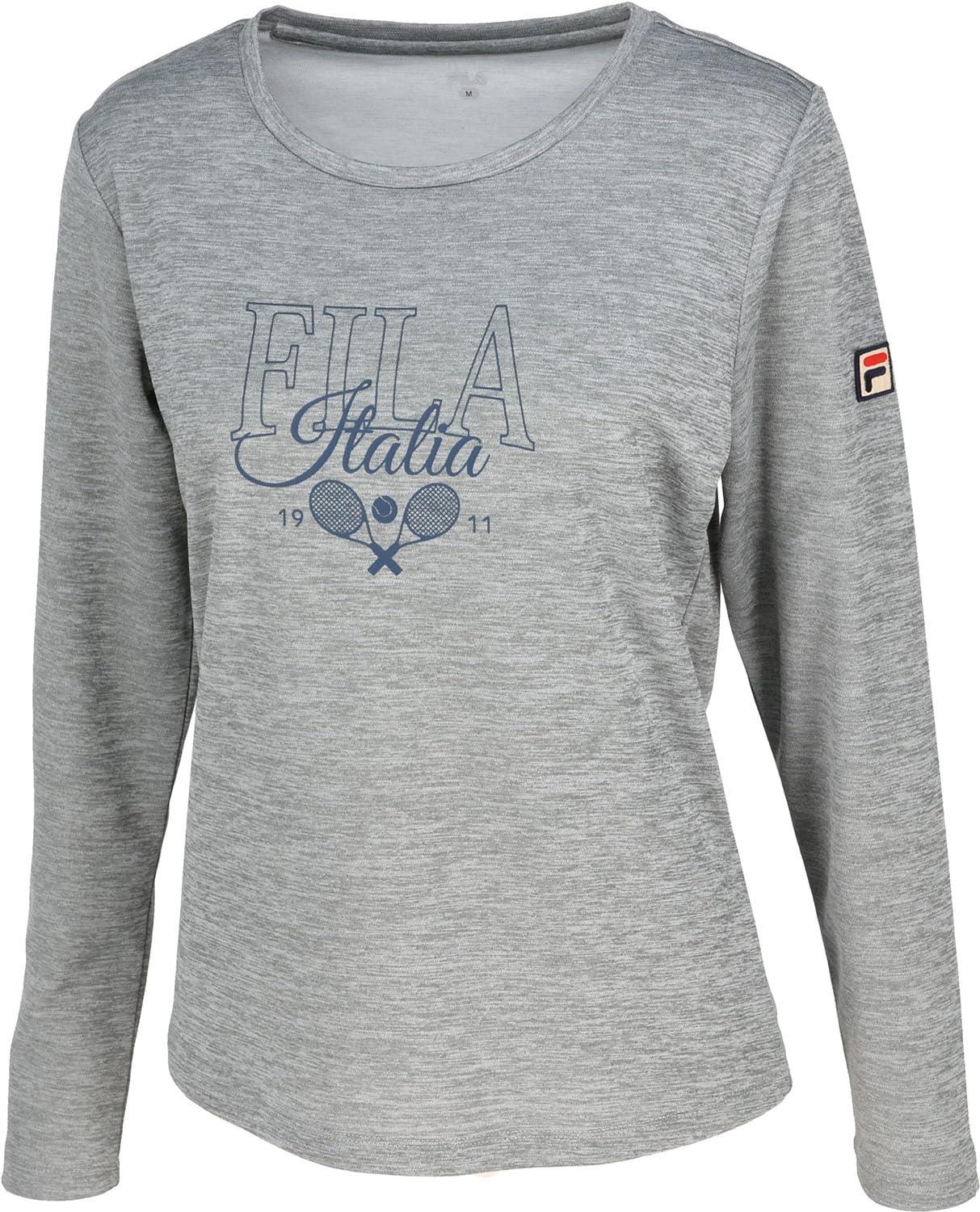 FILA TENNIS(フィラ テニス) テニス レディース 長袖 シャツ ロングスリーブグラフィックTシャツ 吸汗速乾 UVカット EL0209 グレー S