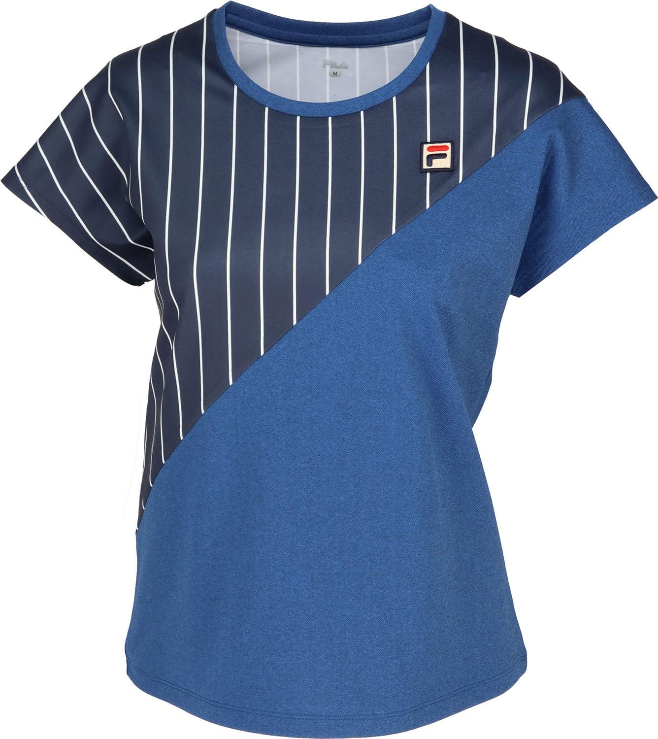 FILA TENNIS(フィラ テニス) テニス レディース 半袖 シャツ ゲームシャツ 吸汗速乾 UVカット EL0229 フィラネイビー M