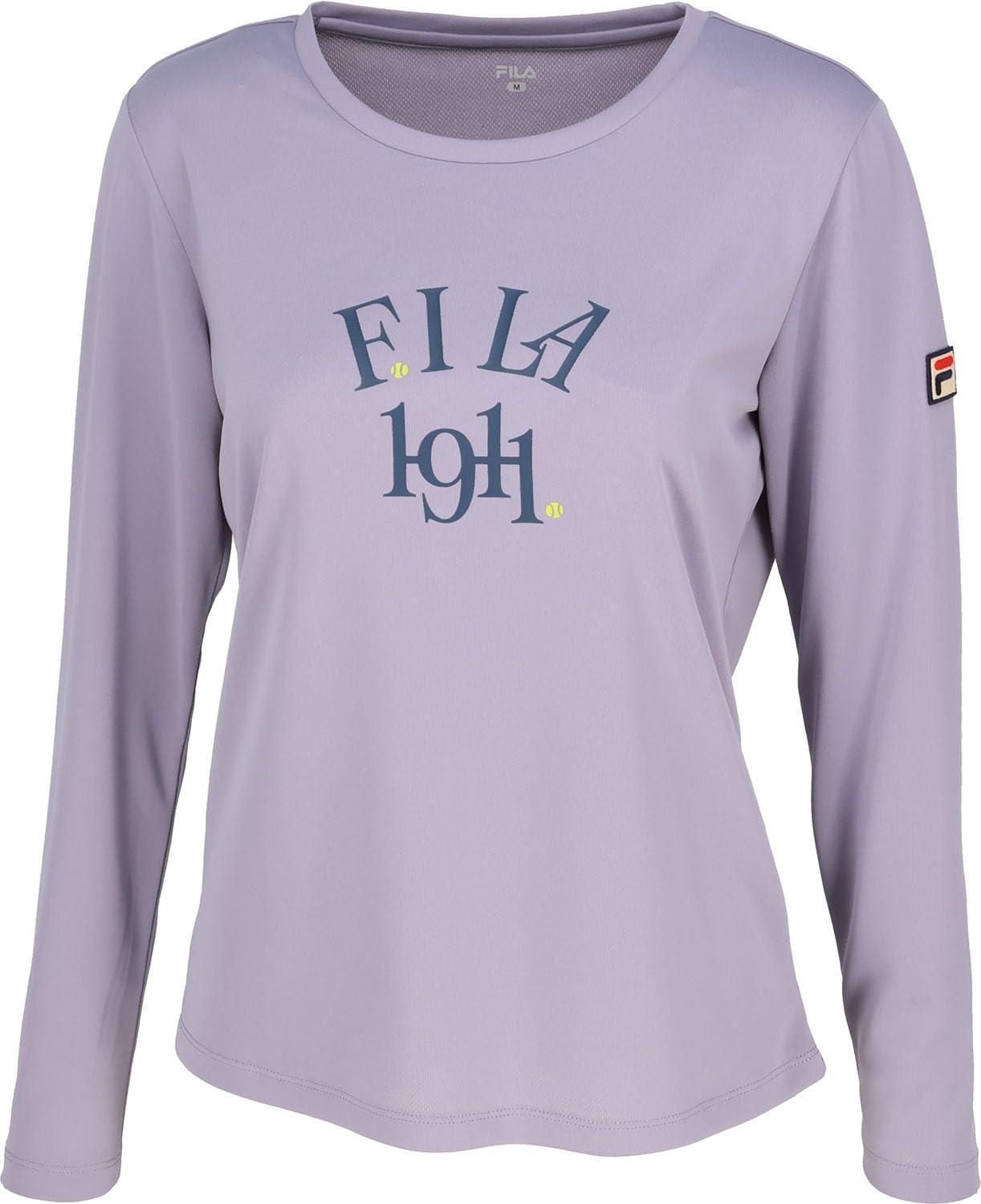 FILA TENNIS(フィラ テニス) テニス レディース 長袖 シャツ ロングスリーブグラフィックTシャツ 吸汗速乾 UVカット EL0239 パープルグレー XL
