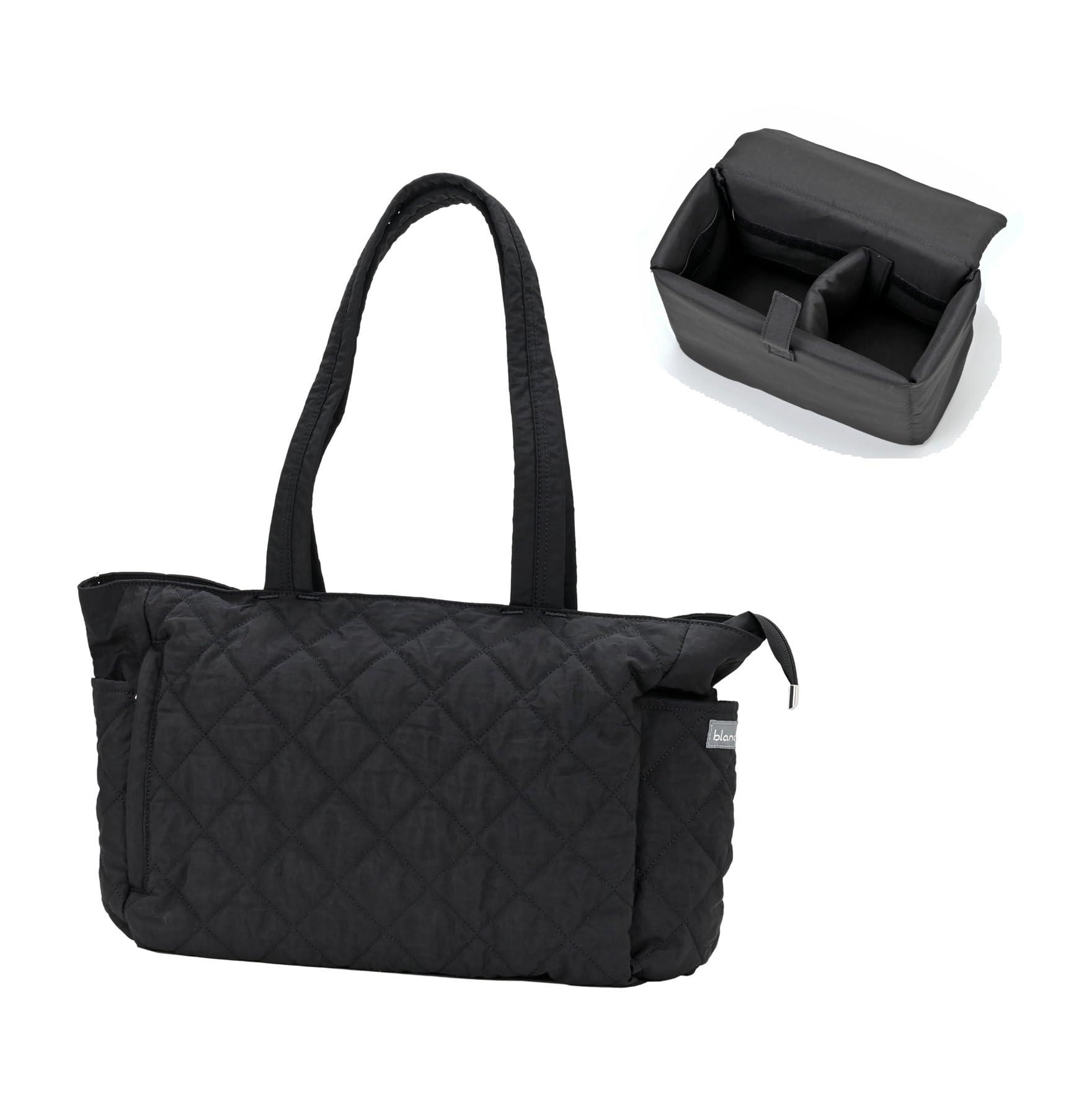 エツミ blanc カメラ トートバッグ ナチュラルな雰囲気の大きめキルティングトート M ブラック VE-3590