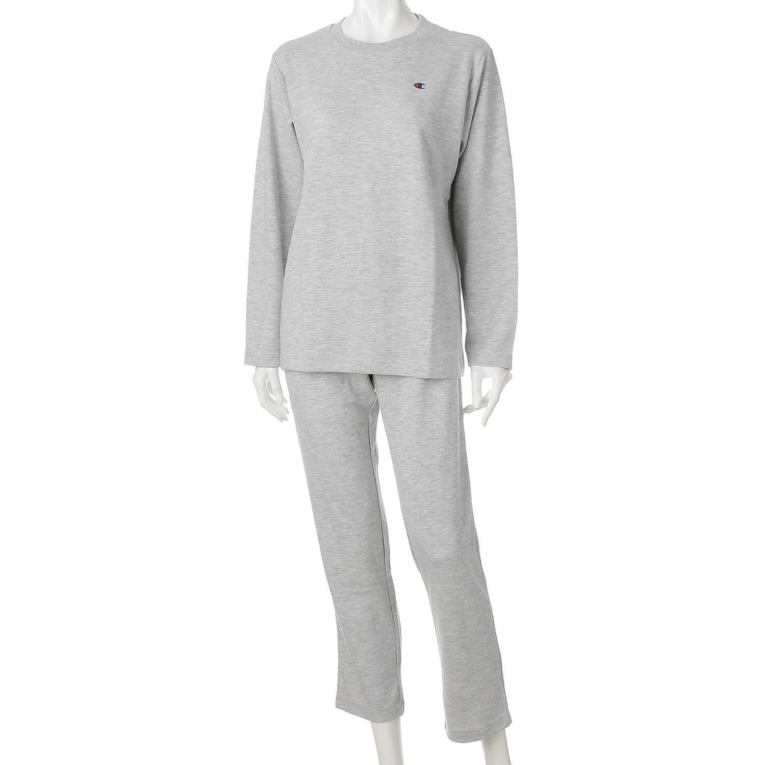 GUNZE Champion 婦人長袖長パンツスウェットパジャマ グレー LL(2L)
