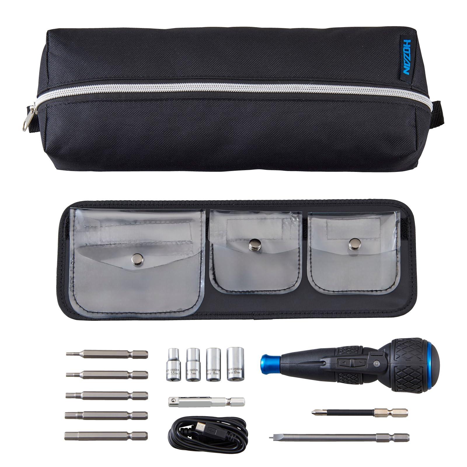 ホーザン(HOZAN) 輪業用電動ドライバーセット 電動ドライバーセット 自転車整備作業効率化 ニップルビット ヘックスビット ソケット D-711