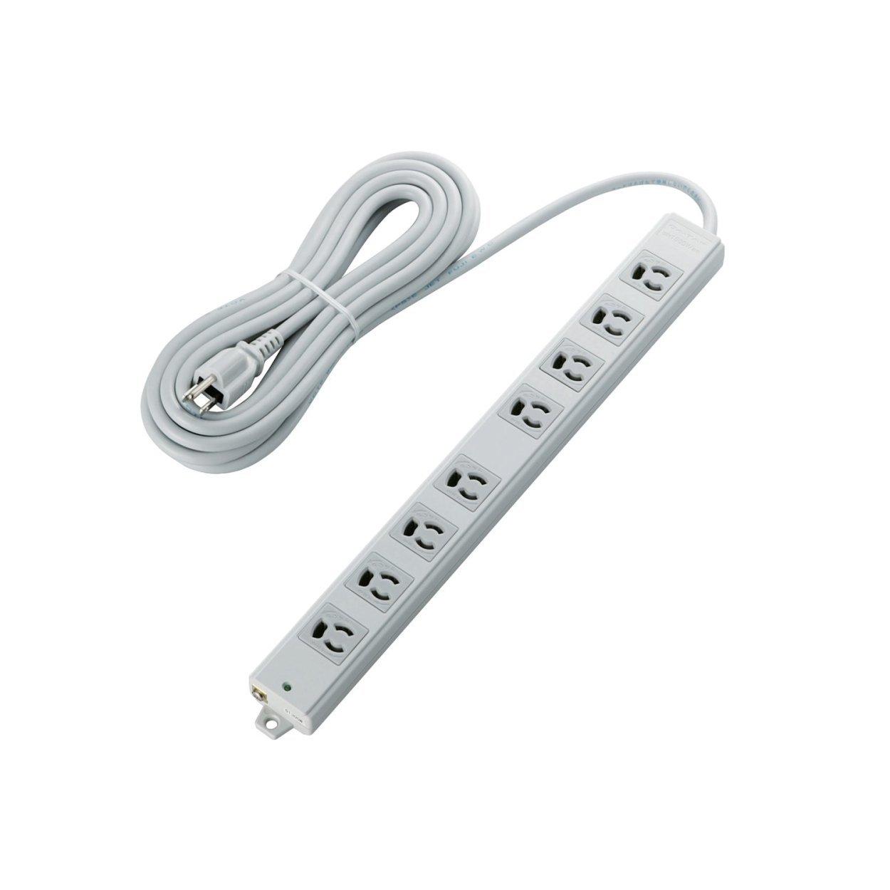 エレコム 電源タップ 抜け止め コンセント 8個口 3Pプラグ マグネット付き 5m グレー T-WRM3850LG/RS