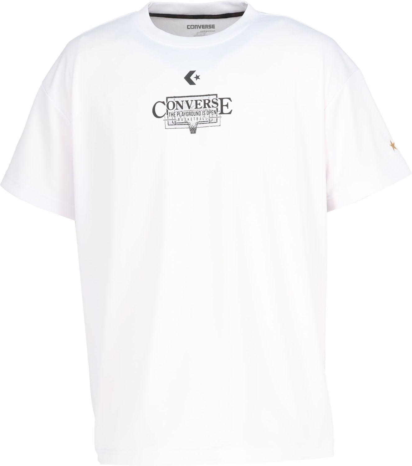 [コンバース] バスケ 半袖シャツ ゴールドシリーズ プリントTシャツ 吸汗 速乾 CBG252351 男女兼用 ホワイト M