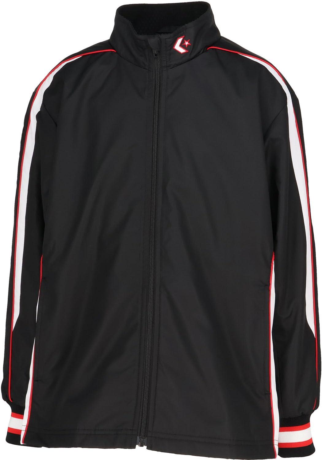 [コンバース] バスケ ウインドブレーカー ジュニアウォームアップシャツ 撥水 透湿 20cmサイズ調整可能 ジャストアジャスト CB452501S キッズ ブラック×ホワイト 150