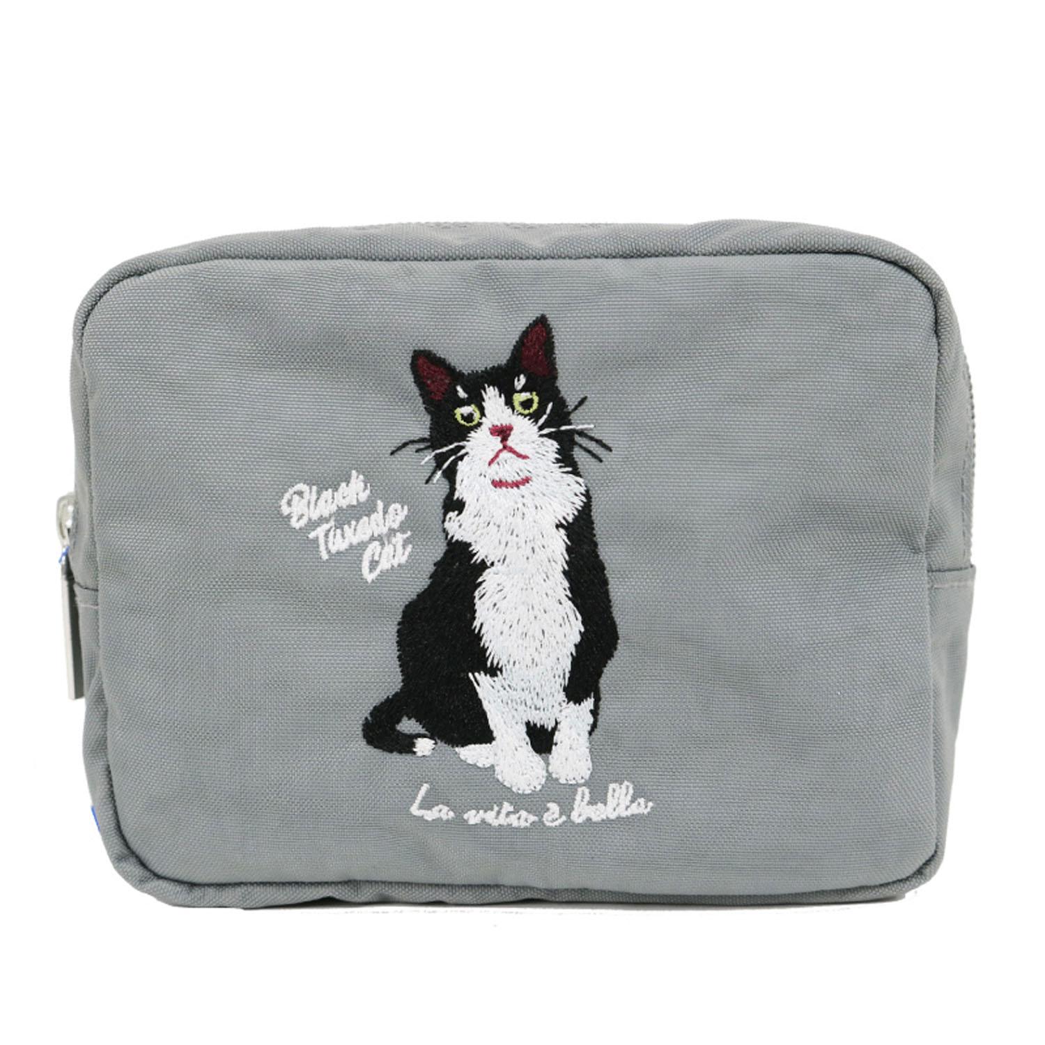 アニマル刺繍ポーチ ハチワレ