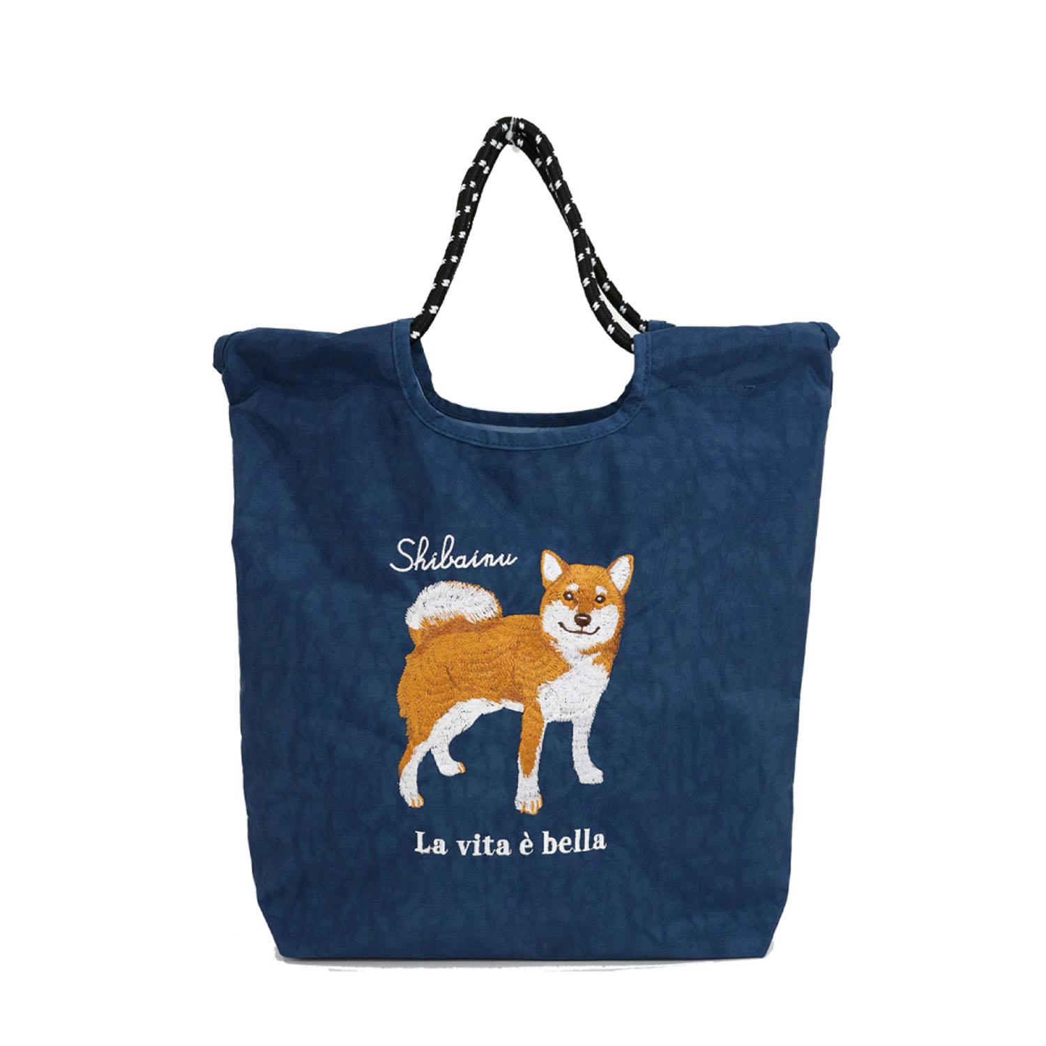 アニマル刺繍トートバッグ シバイヌ