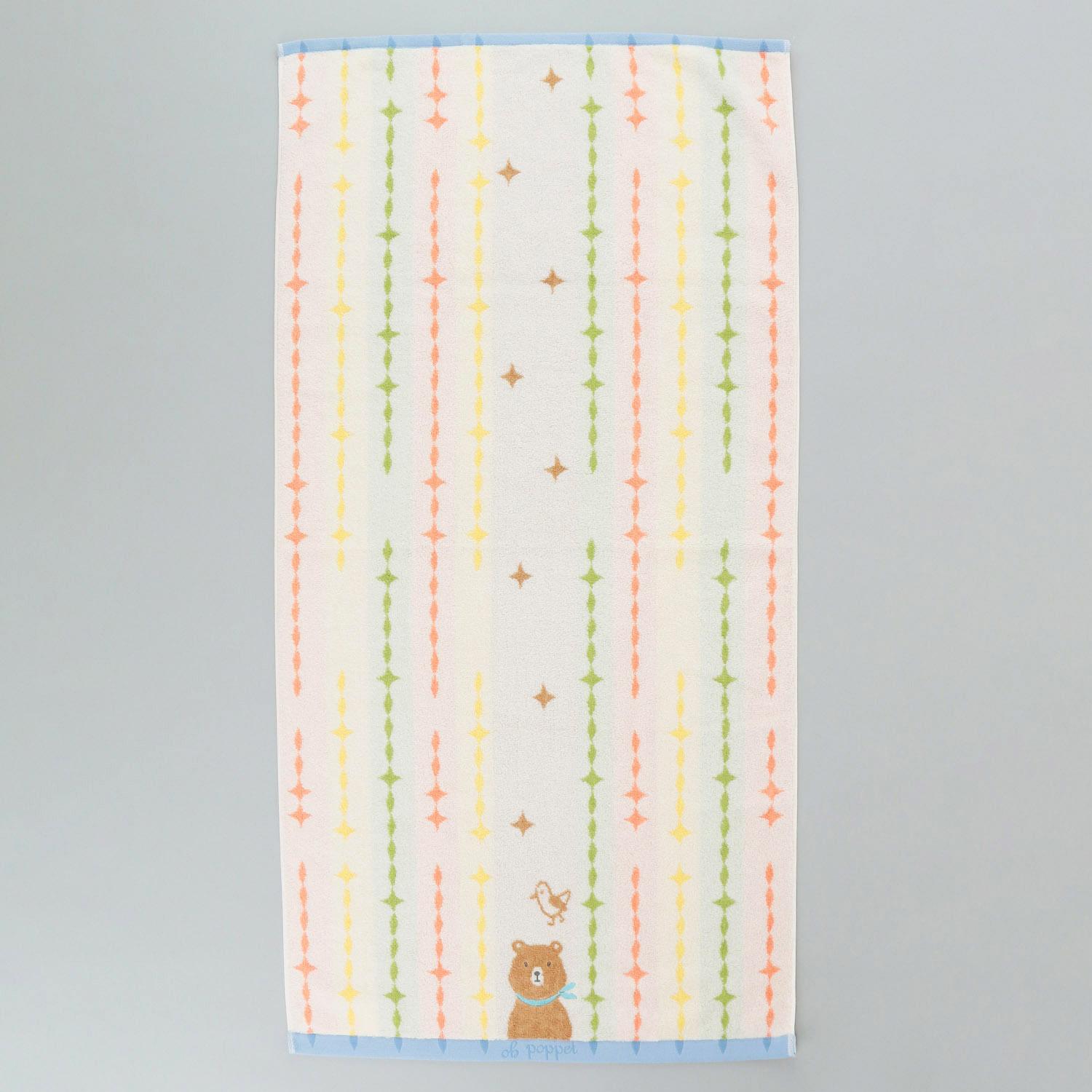 今治タオル ポペット2 クマ・ネコ・ウサギ バスタオル (1, クマ)