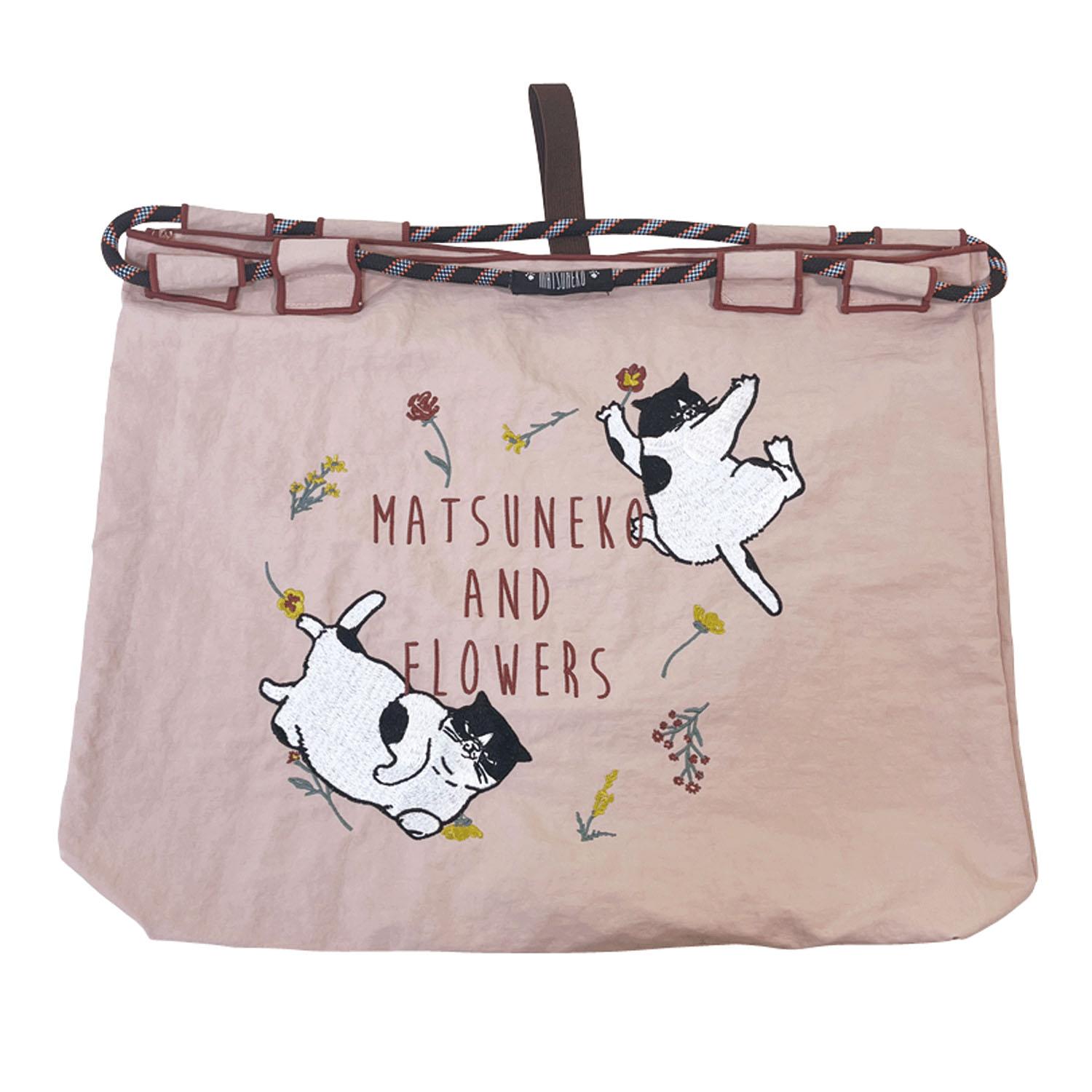 刺繍バッグM マツネコと草花