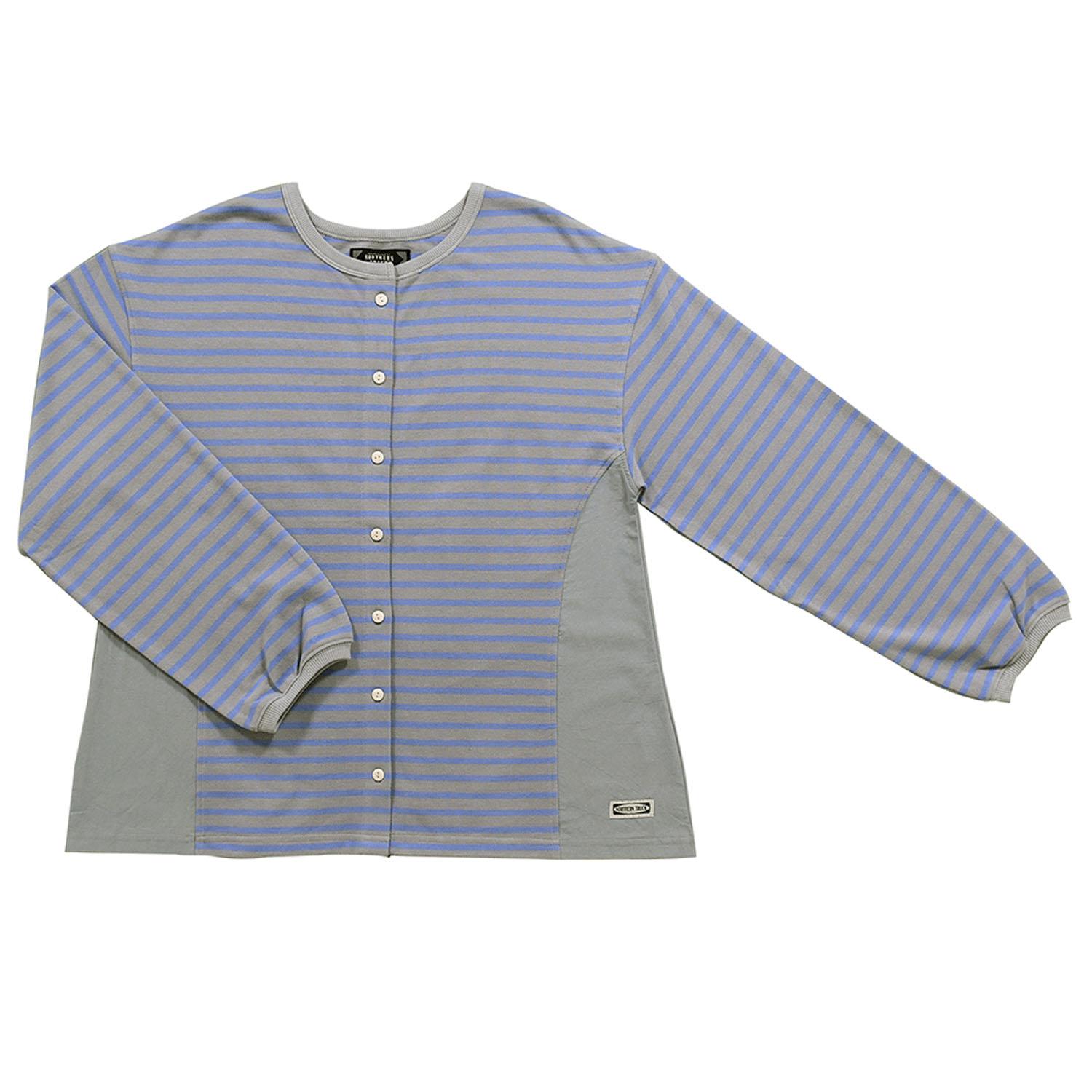 Northern Truck 布帛使いボーダーカーディガン グレー×ブルー M