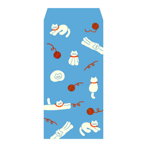 ふわり和紙ぽち袋大 毛糸ねこ