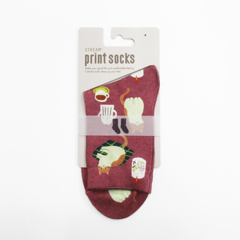 STREAM プリントクルーソックス /あったかネコ