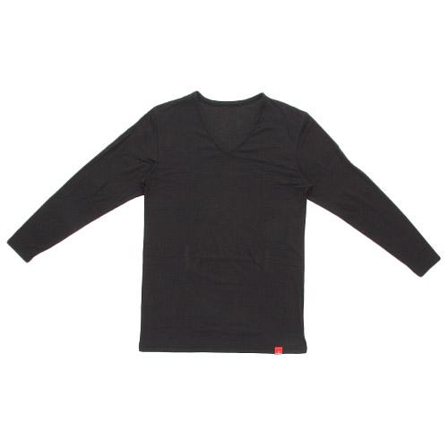 GUNZE HOTMAGIC やみつき柔らか Vネック9分袖シャツ ブラック LL(2L)