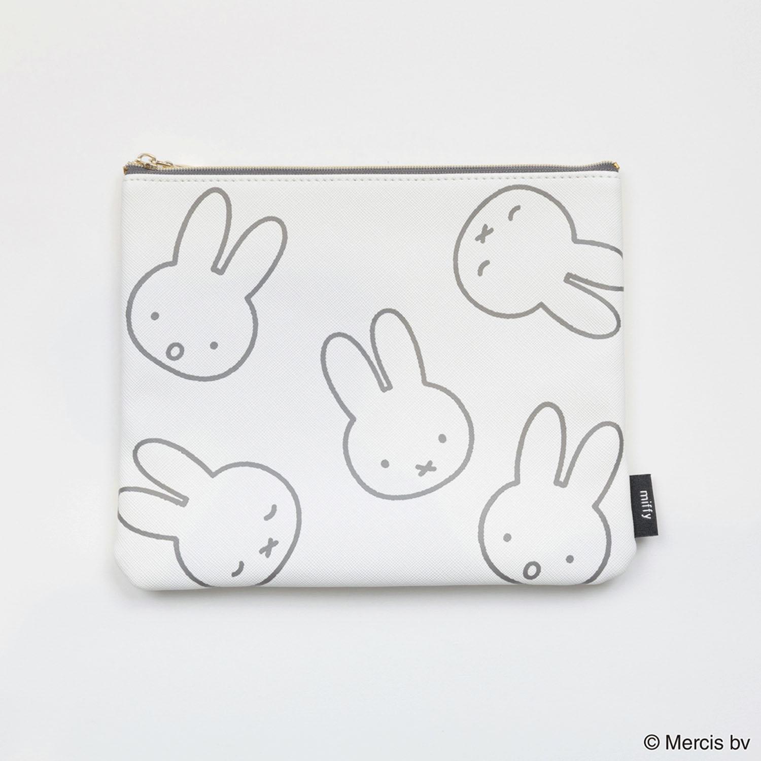 miffy LARGE MOTIF フラットポーチ アイボリー