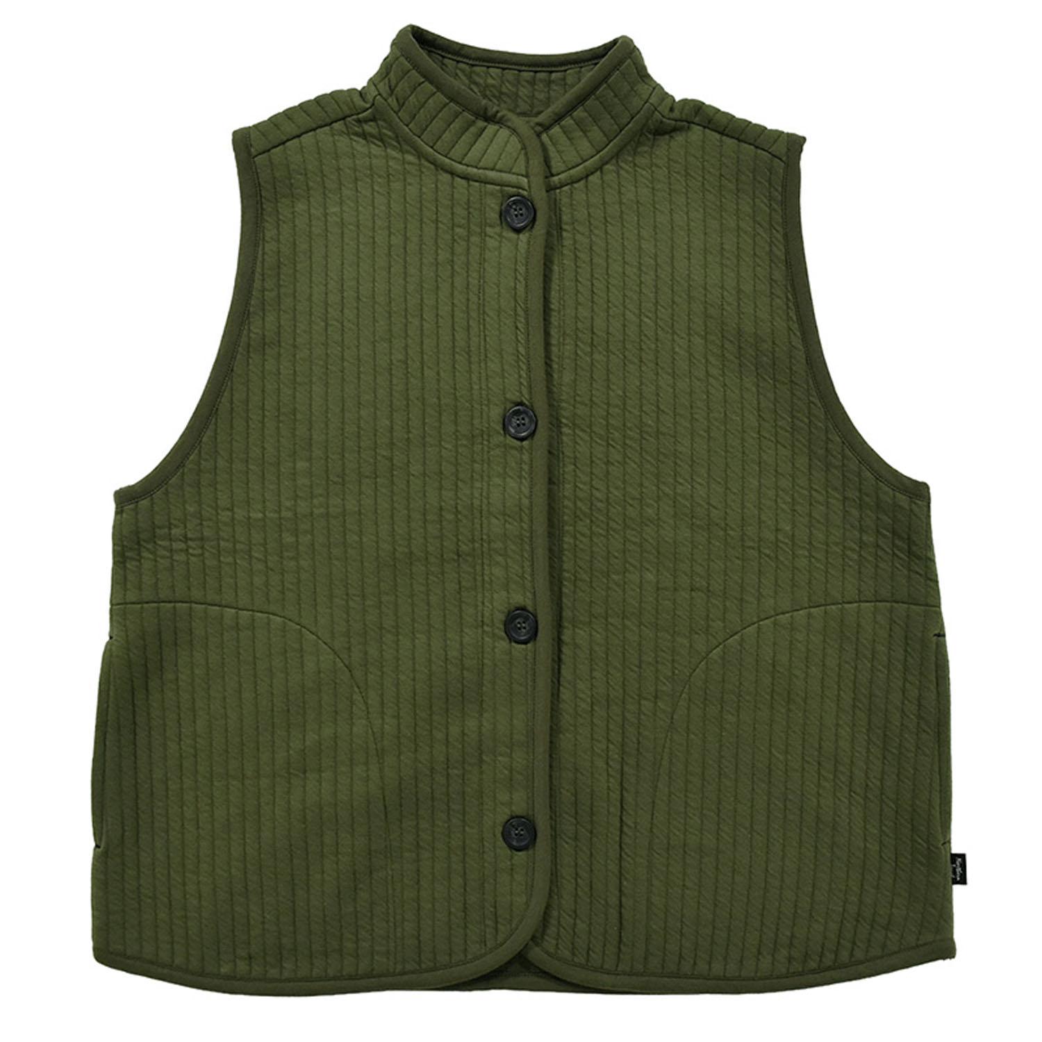 Northern Truck スタンドカラーキルトベスト カーキ L