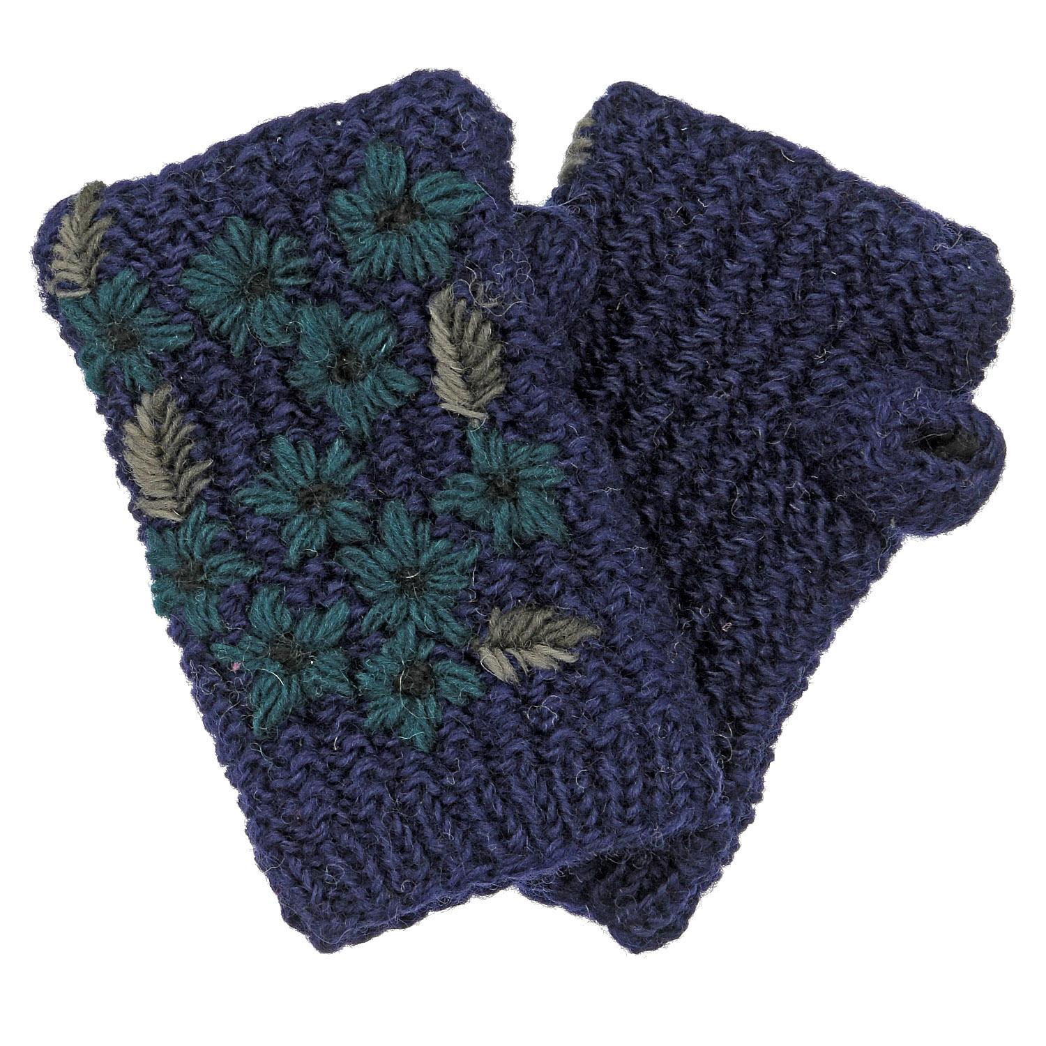 ネパール製 小花刺繍ショートハンドウォーマー