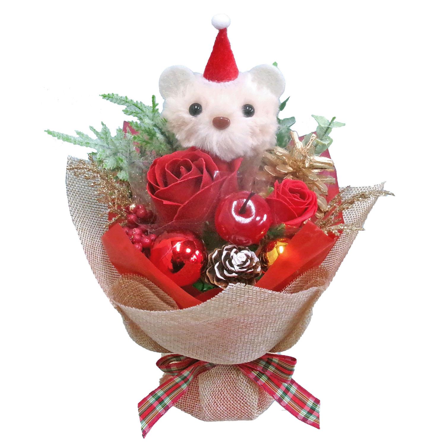 クマサンタブーケ ソープフラワー レッド