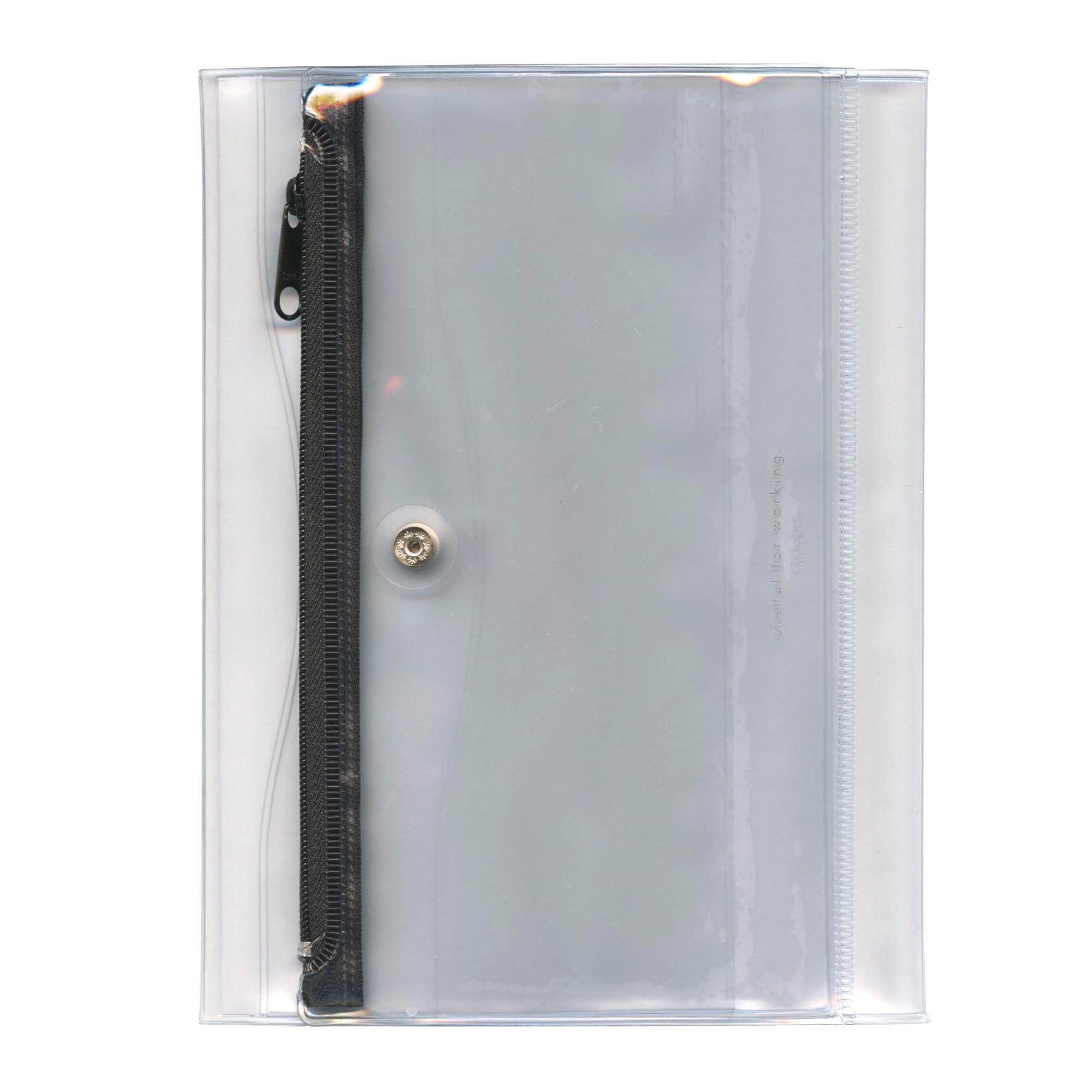 isshoni. ペンケース付ノートカバー リサイクルPVC B6 【クリアブラック】 N1932