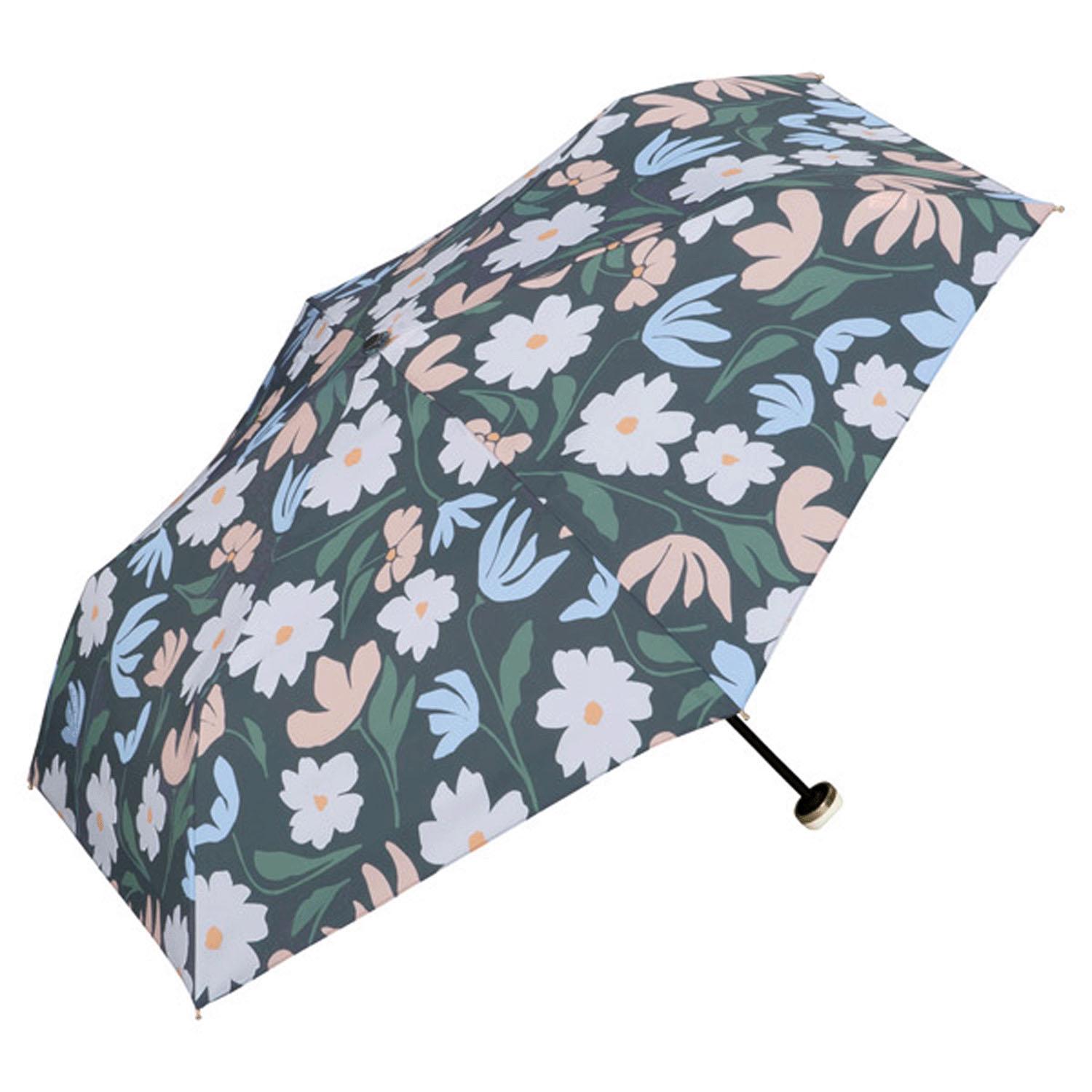 【2024】Wpc. 雨傘 折りたたみ傘 ポルク ミニ チャコール 晴雨兼用 親骨50cm 190g 軽量 レディース レトロ 花柄 鳥 北欧 くすみカラー おしゃれ 可愛い 傘ケース フック付き 通勤 通学 女性 7348-114-002