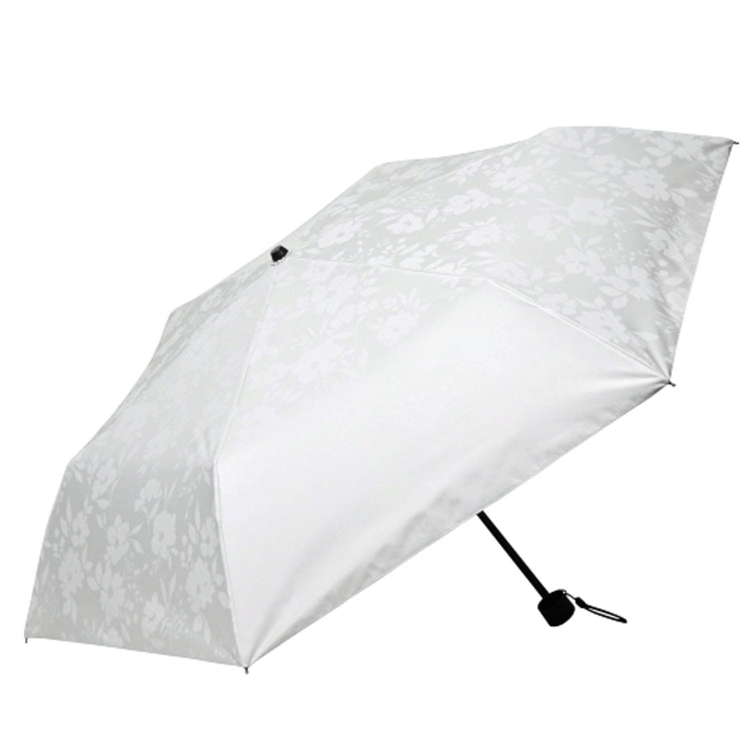 晴雨兼用 透明花柄プリントスリム折傘 カラー:オフホワイト