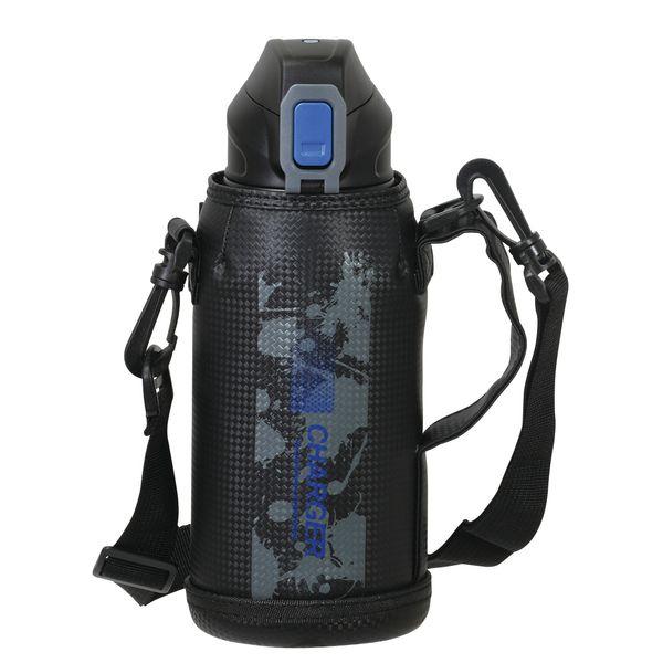 パール金属 水筒 ボトル 800ml 0.8L 直飲み ダイレクト 保冷 スポーツ ドリンク ポーチ付 ブルー×ブラック ファストチャージャー HC-179