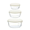 HARIO(ハリオ)耐熱ガラス製保存容器 丸 S/M/L ホワイト 食洗器OK 日本製 MST-3018-OW 3個セット