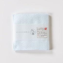 アッシー 楠橋紋織 くすばしタオル わた音 ヘリンボン ハンカチタオル 25cm×25cm ブルー 1-65608-86-BX5 5個セット