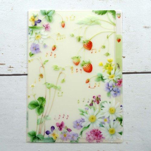 クリアフォルダ A5 イチゴとマーガレット|cf-133
