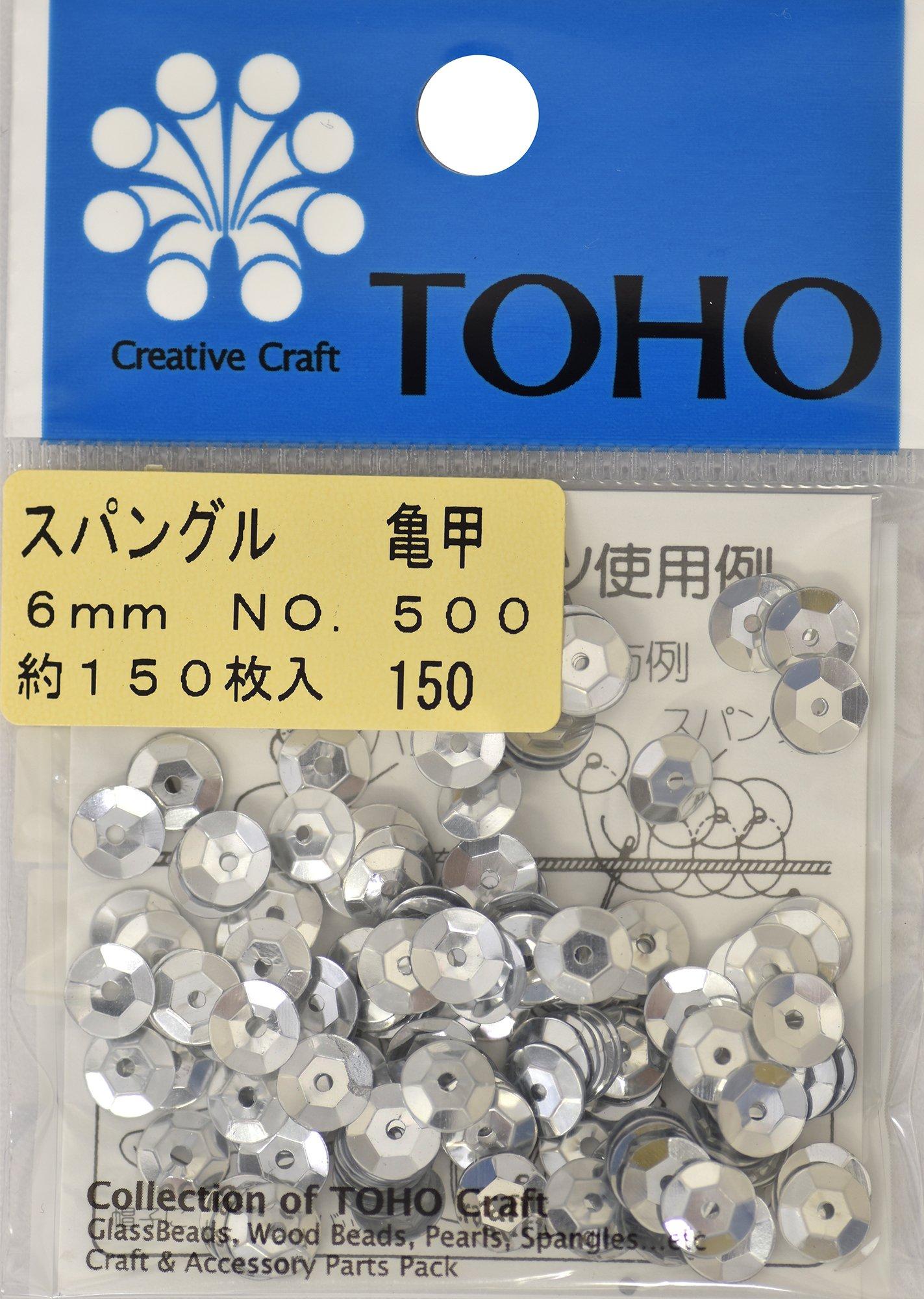 TOHO スパングル 亀甲 約6mm シルバー 約150枚入り No.500