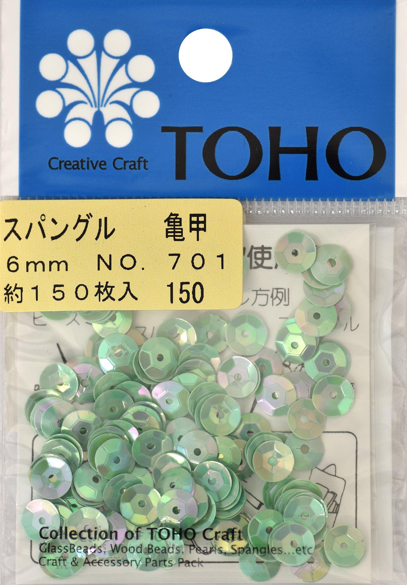 TOHO スパングル 亀甲 約6mm パステルグリーン 約150枚入り No.701