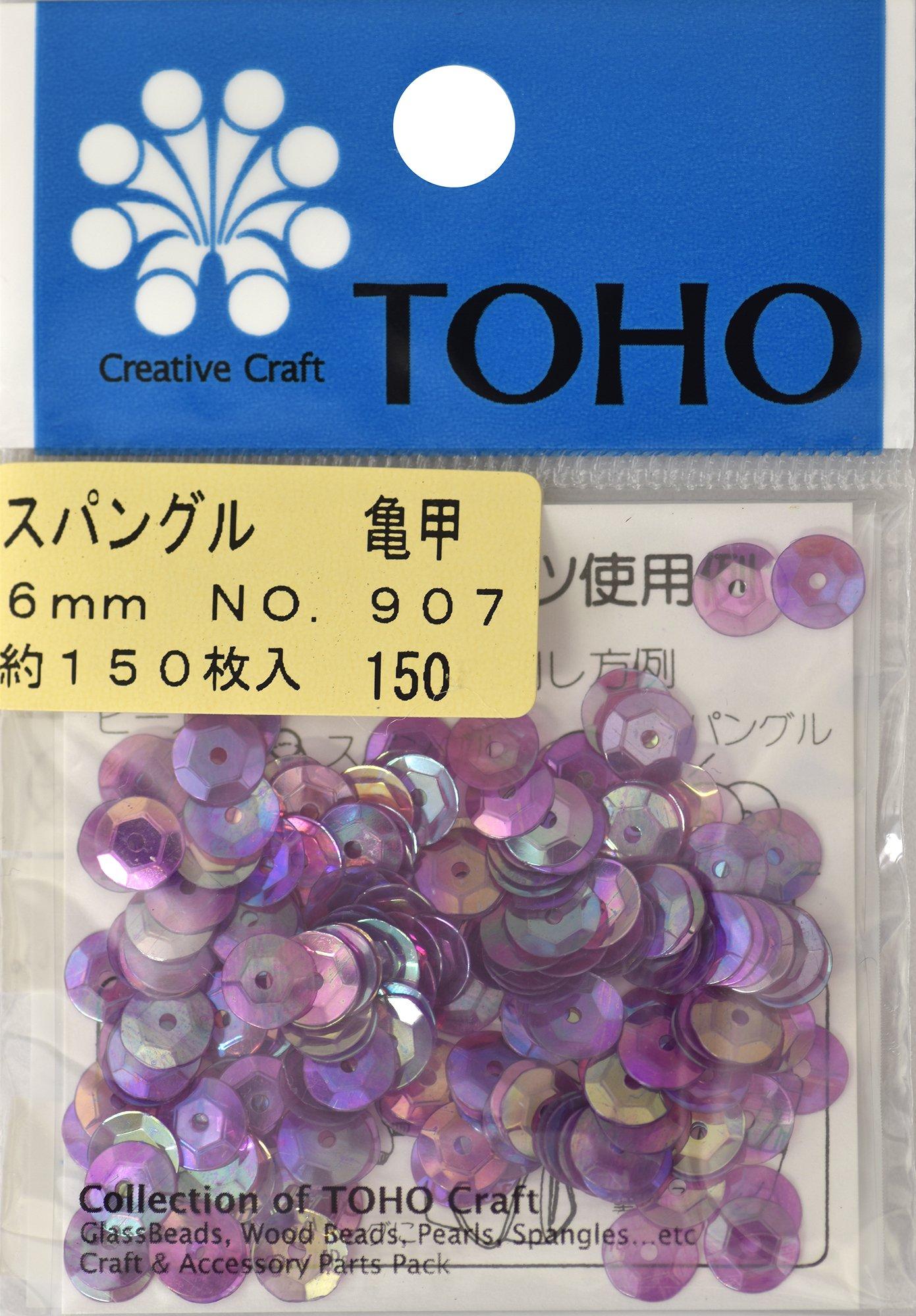 TOHO スパングル 亀甲 約6mm 赤紫オーロラ 約150枚入り No.907