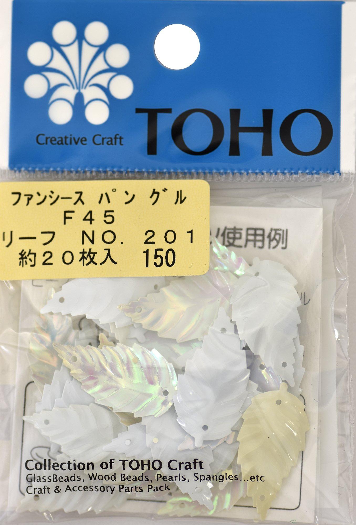 TOHO スパングル リーフ 約25mm×12mm ホワイトオーロラ 約20枚入り No.F45-201