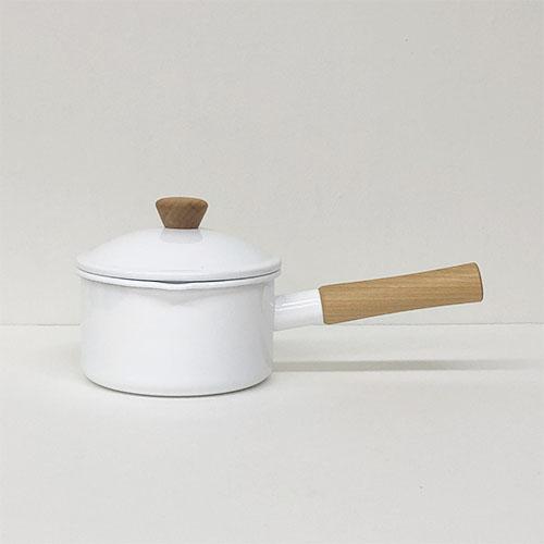 野田琺瑯(Nodahoro) ソースパン 14cm ホーロー ガス火/IH対応 片手鍋 日本製 クルール ホワイト CL-14NW