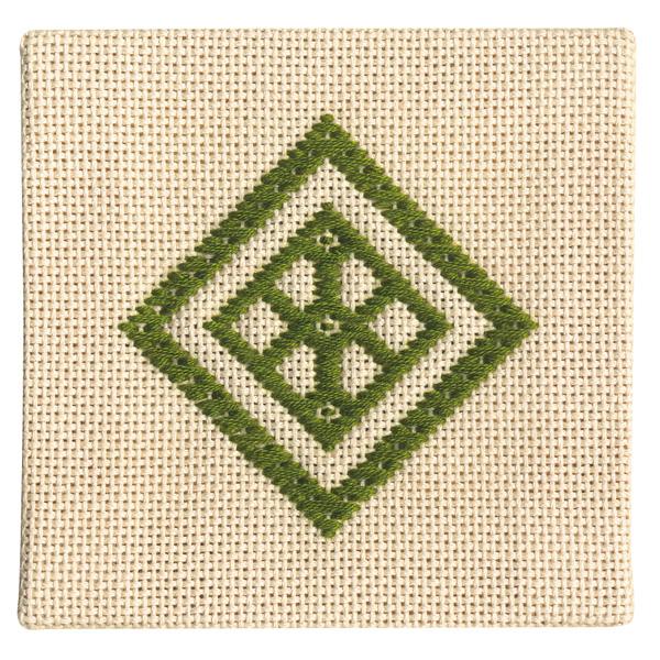 オリムパス製絲 こぎん刺製作キット コースター(緑)19