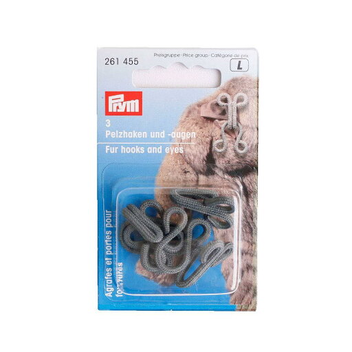 プリム(Prym) ファーフック 2cm×2.3cm 3セット グレー 261455 プリム(Prym) ファーフック 2cm×2.3cm 3セット グレー 261455
