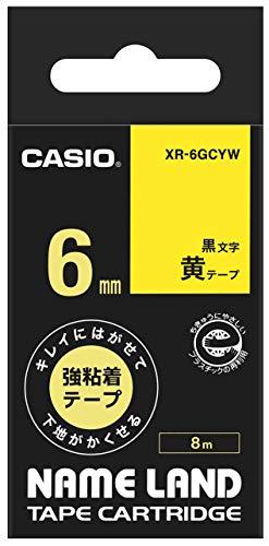 カシオ計算機 ネームランド キレイにはがせる強粘着テープ 6mm 黄 XR-6GCYW