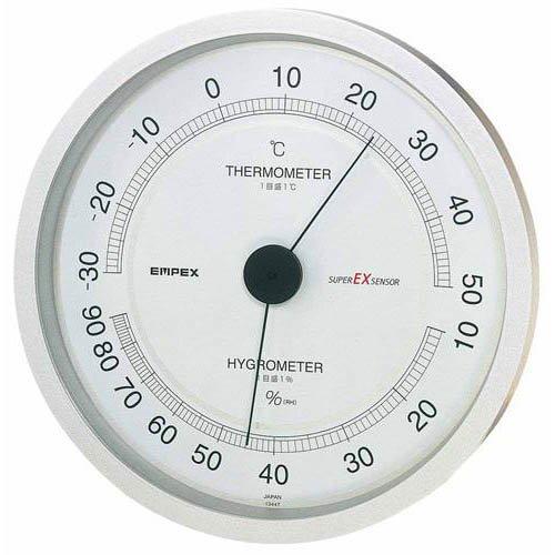 EMPEX 温度・湿度計 スーパーEX高品質 温度・湿度計 壁掛用 EX-2747 シャインシルバー