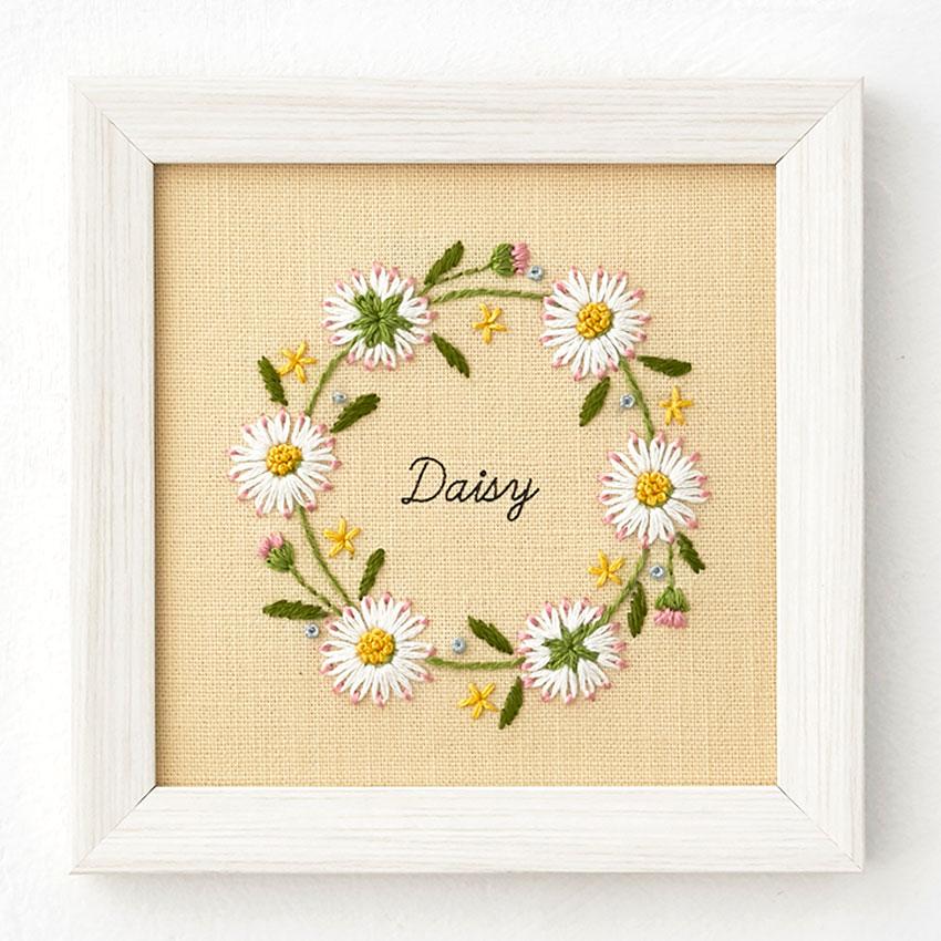 LECIEN (ルシアン) 刺しゅうキット 『青木和子12ヵ月の植物手帖 デイジー』 cosmo (コスモ) 11.7×11.7cm 542003