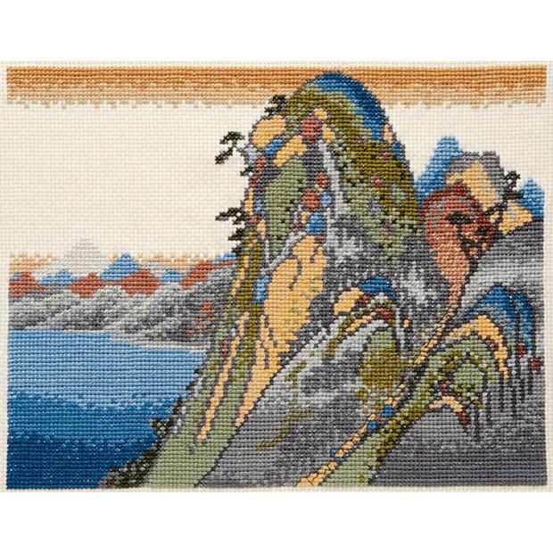 オリムパス製絲 クロスステッチ 刺しゅうキット 広重画 東海道五拾三次 箱根 湖水図 ベージュ 7140