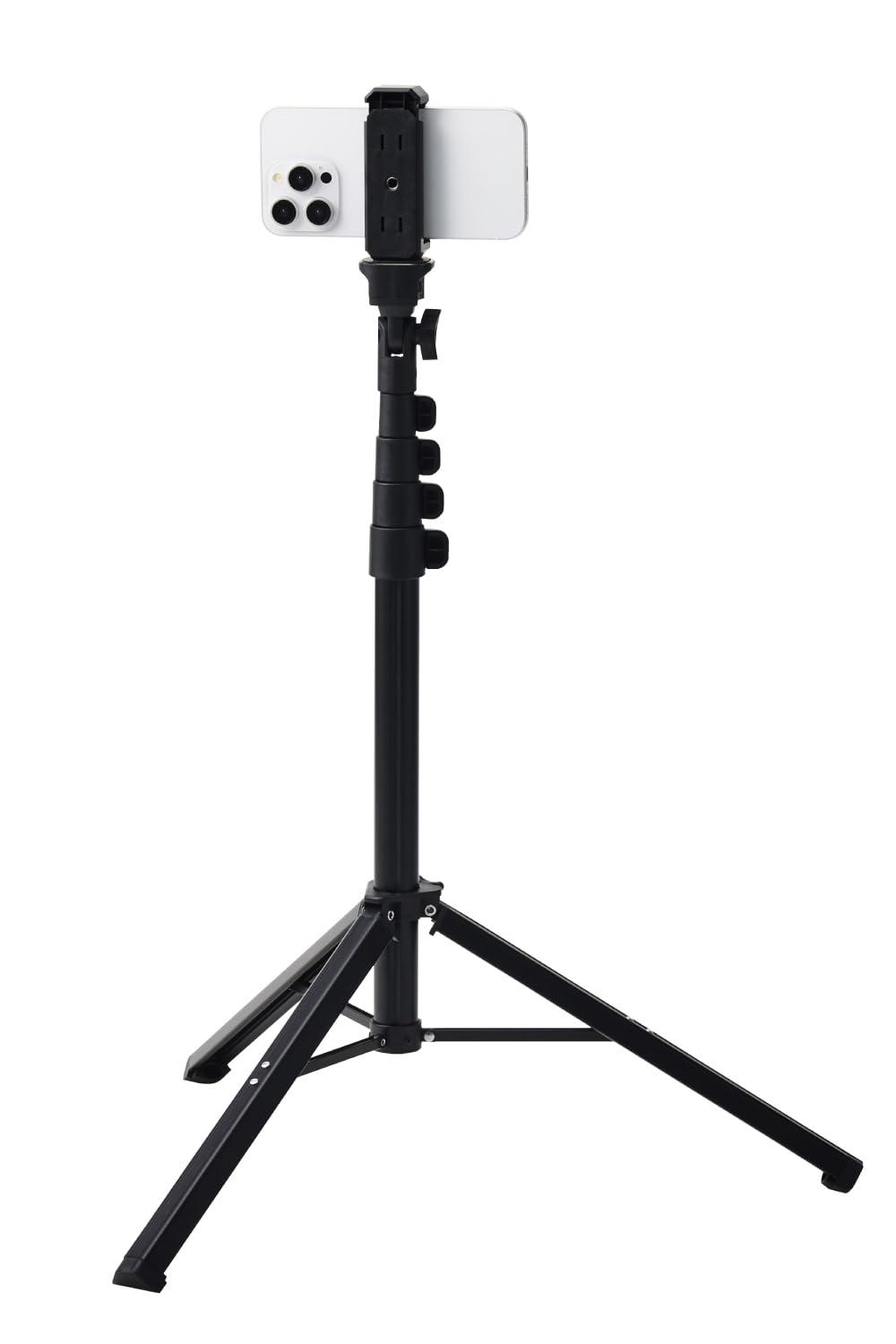 エレコム スマホ 三脚 スタンド 4.0インチ~6.7インチのスマホ対応 カメラ 取り付け可能 165cmまで伸びるロングタイプ 一眼レフ 自撮り可能 P-STCFWL02BK