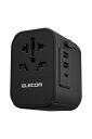 エレコム 海外 変換プラグ A/BF/O/Cタイプ USB Type-C×1 USB-A×2 15W 極性対応 (N極対応) ブラック T-HPAM-15A2CBK
