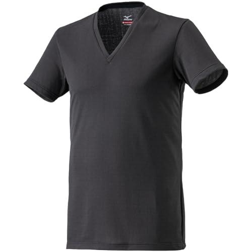 [ミズノ] 発熱素材インナー ブレスサーモアンダーウェア 薄手 for Daily Vネック半袖シャツ メンズ ブラック L