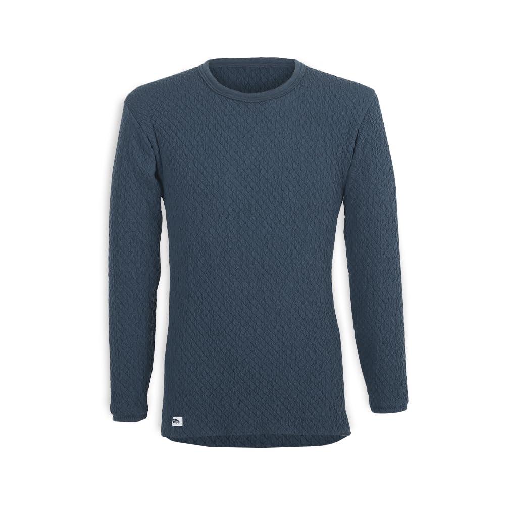 [ひだまり] 紳士用 長袖 丸首 シャツ チョモランマ[サピウム][3重袖シリーズ](LL,ネービー) QMS923