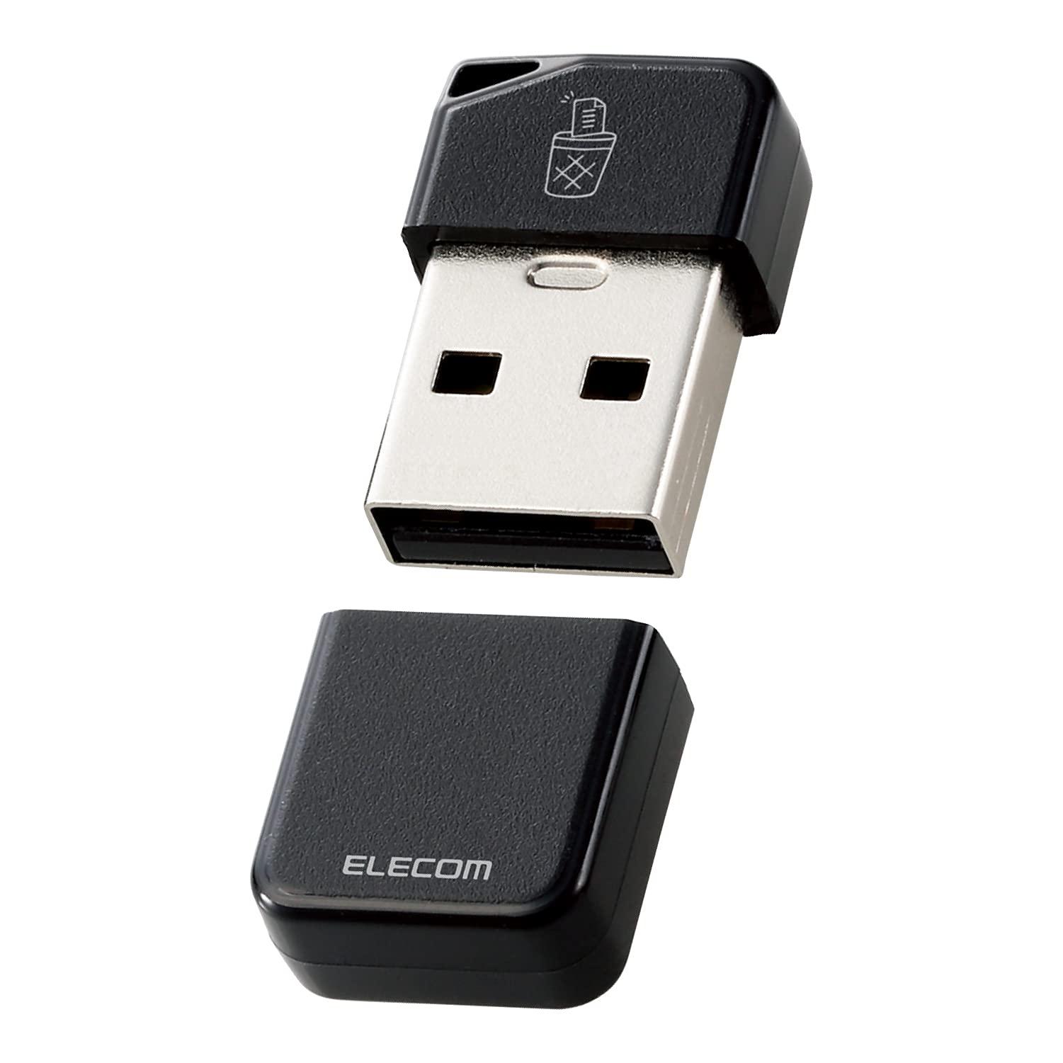 エレコム USBメモリ 64GB USB3.2(Gen1)対応 小型 キャップ付 誤消去防止機能ソフト対応 ブラック MF-USB3064GBK