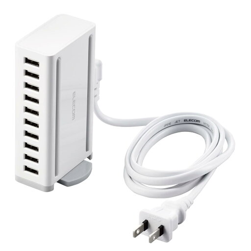 エレコム USB充電器 60W (合計最大出力) USB-A×10 【 iPhone15 / Android / 各種タブレット 対応 】 ACケーブル付属 1.5m EC-ACD04WH エレコム USB充電器 60W (合計最大出力) USB-A×10 【 iPhone15 / Android / 各種タブレット 対応 】 ACケーブル付属 1.5m EC-ACD04WH