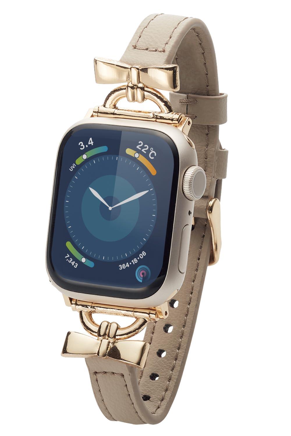 [エレコム] Apple Watch バンド 41mm 40mm 38mm 可愛い &me レザー スリム リボン 【Apple Watch SE2 9 8 7 6 5 4 3 2 1 対応】 グレージュ AW-41BDLRBJGB