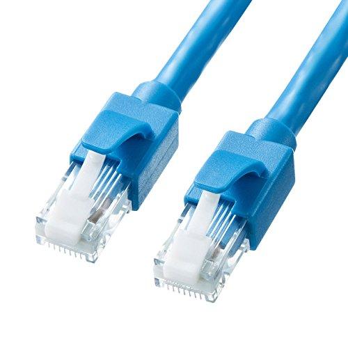 サンワサプライ CAT6A LANケーブル (10m) 10Gbps/500MHz RJ45 ツメ折れ防止 ブルー KB-T6ATS-10BL