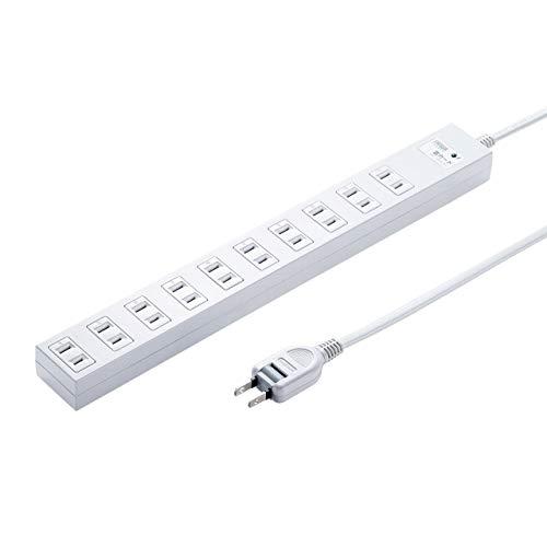 サンワサプライ(Sanwa Supply) 電源タップ 10個口(2P) 2m 雷ガード 一括集中スイッチ 裏面マグネット ホコリ防止シャッター スイングプラグ TAP-SP217-2 サンワサプライ(Sanwa Supply) 電源タップ 10個口(2P) 2m 雷ガード 一括集中スイッチ 裏面マグネット ホコリ防止シャッター スイングプラグ TAP-SP217-2