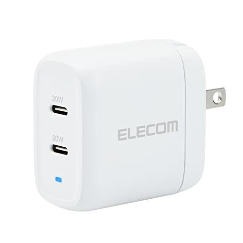 エレコム 充電器 USB PD対応 合計40W 2ポート Type-C ×2 折りたたみ式プラグ 2台同時充電 【 iPhone SE3 / 13 / 12 / iPad / Android ..