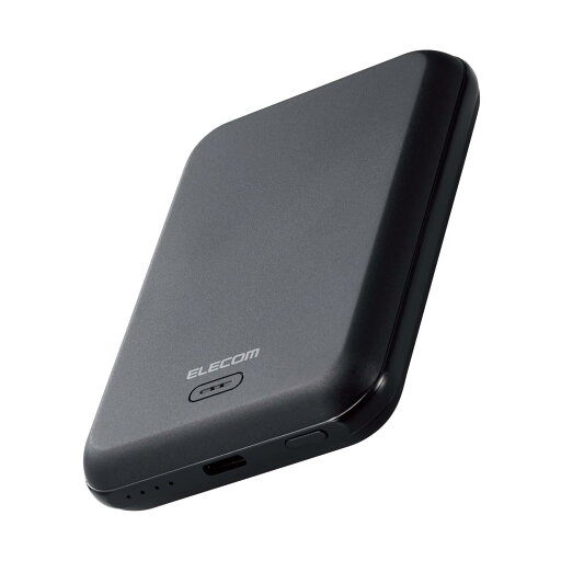 エレコム モバイルバッテリー/リチウムイオン電池/ワイヤレス充電器/マグネット対応/5000mAh/2.4A/USB-C入出力1ポート/ブラック DE-C40-5000BK エレコム モバイルバッテリー/リチウムイオン電池/ワイヤレス充電器/マグネット対応/5000mAh/2.4A/USB-C入出力1ポート/ブラック DE-C40-5000BK